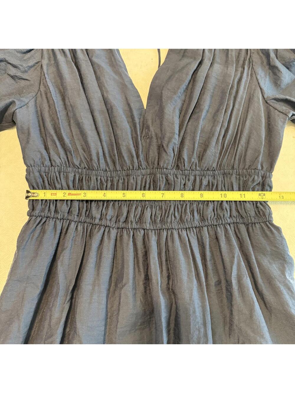 Abercrombie & Fitch Navy V-Neck Puff Sleeve Maxi Dress Size M Petite - Picture 5 of 8